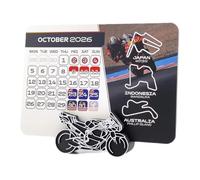 Calendrier de bureau 2026 pour MotoGP avec support d'affichage, planificateur d'horaires de course sur 12 mois, calendrier de bureau de moto avec illustrations de piste, cadeau pour les fans de sport