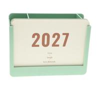 Calendrier de Bureau 2027 à Poser avec Porte-Stylo Compartimenté vert | Papier Mat, Mise en Page Organisée, Feuilles Stables, Espace D’Écriture Accru, Style Nordique Minimaliste pour Espace