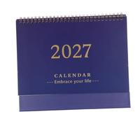 Calendrier de Bureau 2027 à Spirale, Chevalet, Notes et Grands Chiffres | Papier, Anneau Métallique Double Fil, Format Compact, pour Table t Comptoir