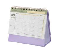 Calendrier de Bureau 2027 à Spirale, Pourpre, Papier, Autoportant | Vue Mensuelle Claire, Grandes Dates Lisibles, pour Enseignants et Managers, Réunions et Tâches