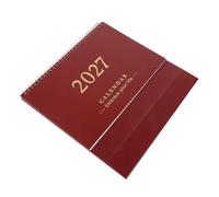 Calendrier de Bureau 2027 à Spirale, Support, Papier Rouge | Grandes Dates, Pages Robustes, Rappel des Fêtes, Design Simple et Élégant, pour Planification Quotidienne