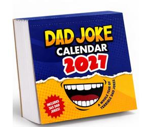 Calendrier de bureau 2027 avec inscription « Dad Jokes » - Calendrier | 365 blagues de papa avec des dates britanniques. Cadeau de Père Noël secret pour papa, anniversaire, Noël et bureau.