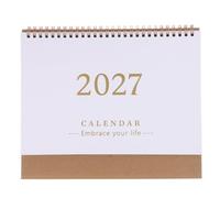Calendrier de Bureau 2027 en Papier, Planning Mensuel Anglais Compact | Support Vertical Peu Encombrant, des Transparences, Esthétique Moderne, pour Étudiants, Télétravail, Accueil Cuisine