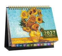 Calendrier de Bureau 2027 Mensuel Hebdomadaire, Format 21,8x18,5cm | Calendrier Chevalet de Table en Carton Épais avec Onglets Indexés, Double , Idéal pour Planification & Organisation