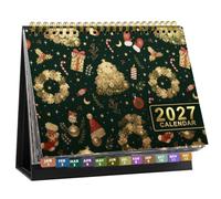 Calendrier de Bureau 2027 Mensuel Hebdomadaire, Format 21,8x18,5cm | Calendrier Chevalet de Table en Carton Épais avec Onglets Indexés, Double , Idéal pour Planification & Organisation