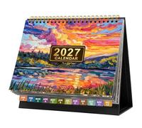 Calendrier de Bureau 2027 Mensuel Hebdomadaire, Format 21,8x18,5cm | Calendrier Chevalet de Table en Carton Épais avec Onglets Indexés, Double , Idéal pour Planification & Organisation