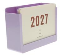 Calendrier de Bureau 2027 Pourpre avec Rangement Trois Compartiments | Papier Mat, Pages Stables et Inscriptibles, Espace Supplémentaire, Porte-stylo Intégré, Style Nordique Minimaliste