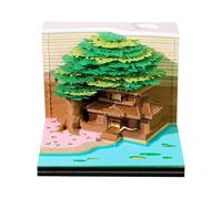 Calendrier de bureau 3D 2026, calendrier 2026, motif floral 3D détachable avec stylo cabane dans les arbres en papier PA