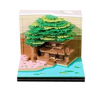 Calendrier de bureau 3D 2026, détachable 3D en forme de cabane en fleurs de cerisier avec porte-stylo, calendrier 2026, sculpture de maison, cadeau pour l'école, la maison, le bureau
