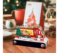 Calendrier de bureau 3D avec décoration de Noël - Planificateur hebdomadaire avec pièce lumineuse - Sculpture en papier - Œuvre d'art pour enregistrement (rouge, 10 x 9 x 5 cm)