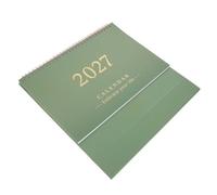 Calendrier de Bureau à Spirale 2027 Vert, Papier Épais | Chevalet Intégré, Grands Chiffres et Repères de Date, Aperçu Mensuel, Notes pour Bureau et Classe