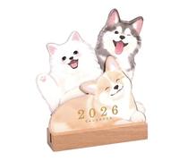 Calendrier De Bureau À Thème Pour Animaux De Compagnie - Planificateur Mensuel | Pad De Base En Bois Avec Chiot Et Conception De Chaton | Organisateur Quotidien Pour Le Travail, La Maison, La Classe E