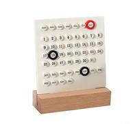 Calendrier de bureau avec affichage acrylique et base en bois pour réglage manuel de la date et planification quotidienne durable (A)