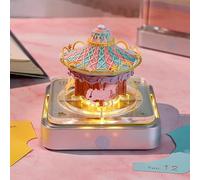 Calendrier de bureau avec lumières 2026 Calendrier de bureau 3D Mémo Pad Papier Art Sakura Arbre créatif 3D Bloc-notes Papier Sculpture Cadeau Décoration de bureau (Carrousels)
