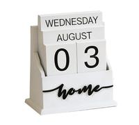 Calendrier De Bureau, Bloc Bois Perpétuel For Accessoires Des Enseignants En Classe, Cadeau D'affichage La Date Mois Semaine Vintage For Le Décor Rustique À Domicile(White)
