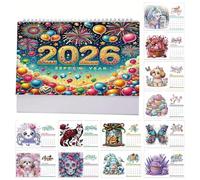 Calendrier de bureau, calendrier avec strass art 2026 pour bureau, décoration maison pour Noël, chambre familiale, enseignant, école, planification, bureau, fête