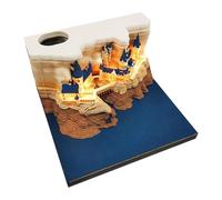 Calendrier de Bureau - Calendrier De Bureau 3D 2026,Bloc-notes d'Art de Sculpture sur Papier avec Planificateur LED pour Vacances, École, Quotidien, Chambre, Maison, Voyage, Famille et Étudian