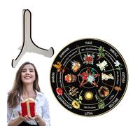 Calendrier de bureau, calendrier de la roue de l'année - Ornement de table d’de Noël Signes de sorcière,Décoration d'intérieur vintage en bois faite à la main avec support pour cuisine, débutants, mag