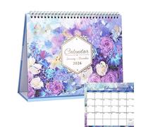 Calendrier de bureau, calendrier mensuel avec motif floral, outil de rangement facile, plusieurs paramètres pour enseignants, femmes, , famille, maison, lieu de travail, 24 x 25 x 1 cm