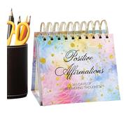 Calendrier de bureau d'affirmation - 130 x 9 cm - Calendrier debout pour soins personnels, organiseur de mots encourageant avec motivation de vie et bien-être | Décoration de méditation pour yoga