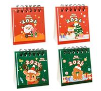 Calendrier de bureau de Noël 2026 - Bonhomme de neige, Père Noël et renne, 9,1 x 6,3 cm, petit calendrier de bureau mignon pour décoration de bureau, cadeaux de vacances pour étudiants, collègues