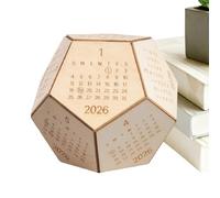 Calendrier de bureau - Décoration en forme de dodécaèdre - Cube de calendrier en bois pour bureau - Pour hommes et femmes - Bureau de Noël - Employé masculin - Nouvel An