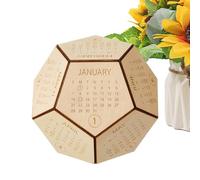 Calendrier de bureau Dodecahedron - Affichage de la date du bloc de bureau en bois, élégant cube de calendrier rotatif | Ornement de bureau vintage pour espaces de travail modernes, cadeau décoratif