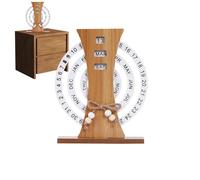 Calendrier de bureau en bois, calendrier de bureau perpétuel - Carte d'enregistrement de temps Calendrier à disque rotatif Calendrier de bureau - Calendrier perpétuel Décoration d'écrit