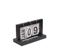 Calendrier de bureau en bois CHEOTIME, calendrier perpétuel à pages tournantes avec support en pin, décoration réutilisable pour la maison et le bureau, usage quotidien. (Noire)