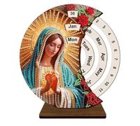 Calendrier de bureau en bois - Kit d'art 3D fait à la main avec strass - Décoration de la maison - Support de bureau pour chambre à coucher, dortoir, école, appartement, hôtel, salle de classe