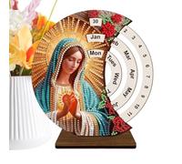Calendrier de bureau en bois | Kit d'art fait à la main avec strass | Décoration de la maison, support de bureau pour école, appartement, dortoir, hôtel, étagère de salle de classe
