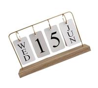 Calendrier De Bureau En Bois Réutilisable Convivial Affichage La Date Inversé Décors À Domicile Modernes Planificateur D'horaire Rabattable En Bois