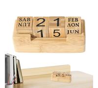 Calendrier De Bureau Éternel - Ensemble De Cubes En Bois, Calendrier De Table Rétro | Blocs De Date Mensuels Avec Design Élégant, Parfait Pour Les Enseignants Décoration Du Bureau À Domicile, Organisa