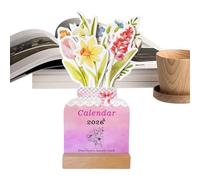 Calendrier de Bureau Floral 2026 | Calendrier Mini sur Support Bois,Organisateur Décoratif pour Bureau - Décoration de pour Noël Saint-Valentin Anniversaires Fêtes