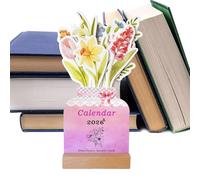 Calendrier De Bureau Floral 2026 | Mini Calendrier Debout Décoratif Avec Fleurs | Planificateur D'agenda Décoratif Pour Décoration De Bureau | Pour Noël Saint Anniversaires Et Fêtes