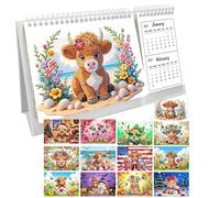 Calendrier De Bureau Gem Art - Planificateur Créatif Fait À La Main 2027-2028, Kit De Calendrier De Peinture En Strass Avec Pierres Précieuses En Résine, Cadeau D'ornement De Bureau DIY Diamond Art Po