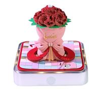 Calendrier de bureau inspirant Bloc-notes/carte mémo 3D chat sculpté, calendrier 2026, cadeau Cadeaux pour collègues(Rose Flower-A,Without Light)