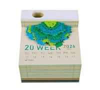 Calendrier de bureau inspirant Bloc-notes/carte mémo 3D chat sculpté, calendrier 2026, cadeau Cadeaux pour collègues(Four Seasons Tree-B,Without Light)