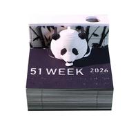 Calendrier de bureau inspirant Bloc-notes/carte mémo 3D chat sculpté, calendrier 2026, cadeau Cadeaux pour collègues(Panda-A,Without Light)