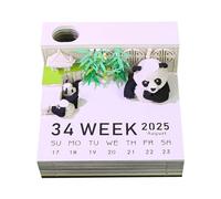 Calendrier de bureau inspirant Bloc-notes/carte mémo 3D chat sculpté, calendrier 2026, cadeau Cadeaux pour collègues(Panda-b,Without Light)