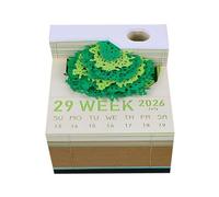 Calendrier de bureau inspirant Bloc-notes/carte mémo 3D chat sculpté, calendrier 2026, cadeau Cadeaux pour collègues(Flower cluster-A,With Light)