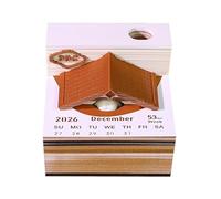 Calendrier de bureau inspirant Bloc-notes/carte mémo 3D chat sculpté, calendrier 2026, cadeau Cadeaux pour collègues(Kennel)