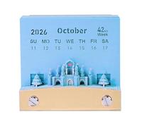 Calendrier de bureau inspirant Bloc-notes/carte mémo 3D chat sculpté, calendrier 2026, cadeau Cadeaux pour collègues(Ferris Wheel,Without Light)