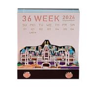 Calendrier de bureau inspirant Bloc-notes/carte mémo 3D chat sculpté, calendrier 2026, cadeau Cadeaux pour collègues(Castle-C)