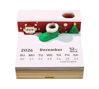 Calendrier de bureau inspirant Bloc-notes/carte mémo 3D chat sculpté, calendrier 2026, cadeau Cadeaux pour collègues(Christmas Cup,Without Light)