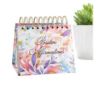 Calendrier de bureau inspirant - Calendrier perpétuel avec citations, affichage de la pensée positive, motivation de table | Pages colorées avec dictons encourageants pour les espaces de travail