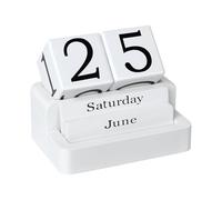 Calendrier de bureau inspirant Calendrier perpétuel en bois for bureau, journalier Cadeaux pour collègues(White)