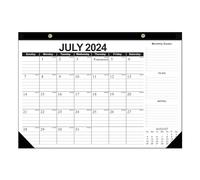 Calendrier de bureau juillet 2024-2025, calendrier 18 mois 2024-2025 avec zone d'écrivain, mur de suspension 17x12 avec cornerback, grand largage - pour le mur du bureau l'école à domicile
