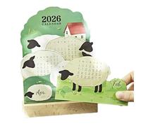 Calendrier de bureau mensuel 2026 avec épais sur le thème du mouton | Calendrier de bureau amusant 2026 avec planificateur pour maison, bureau, école, chambre familiale et enseignant