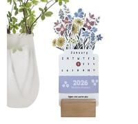 Calendrier de bureau mensuel avec accessoires de table floraux pour comptoir de cuisine, cheminée, fête, plan de travail, armoire, fenêtre